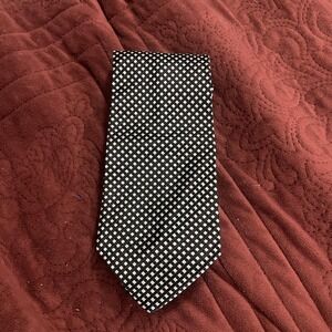 Villa Bugatti Necktie Mens Black White Silk Geometric Check Squares Made in‎ USA